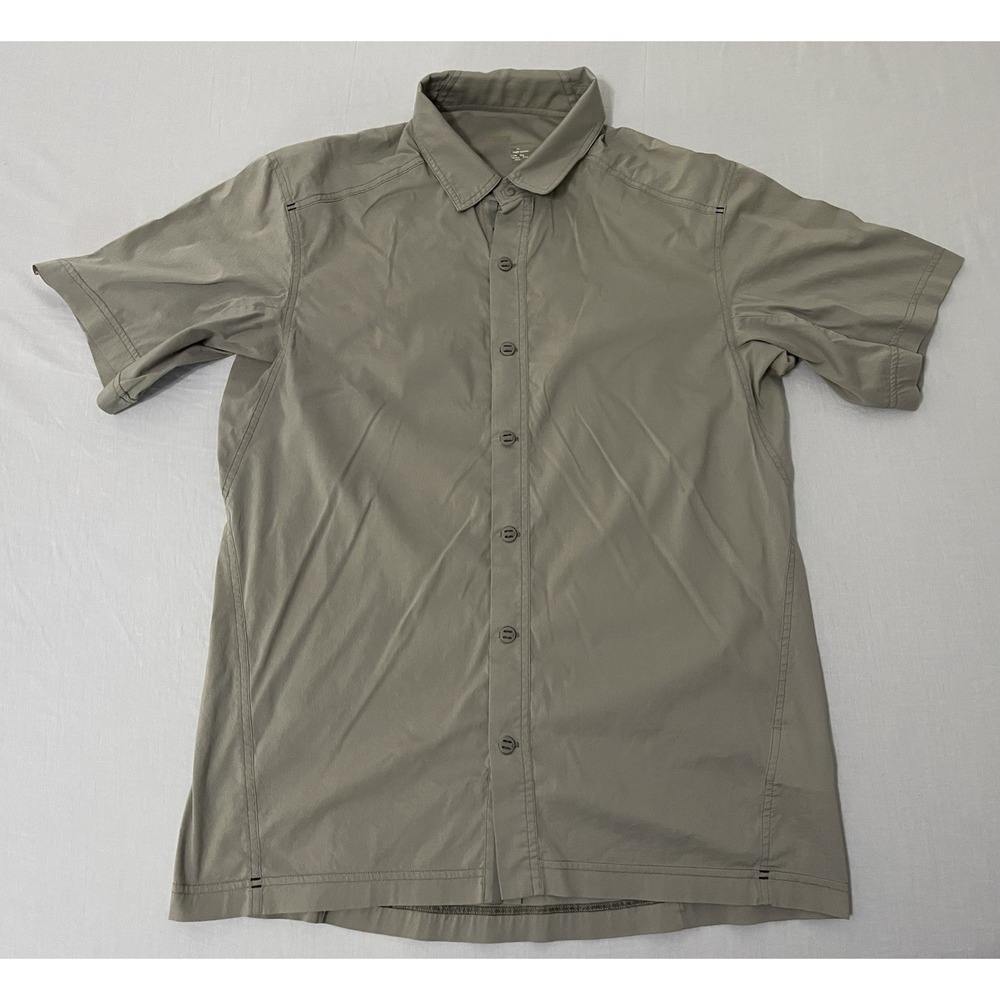 Arcteryx Transept Shirt Mens M Beige Stretch Button Front Outdoor